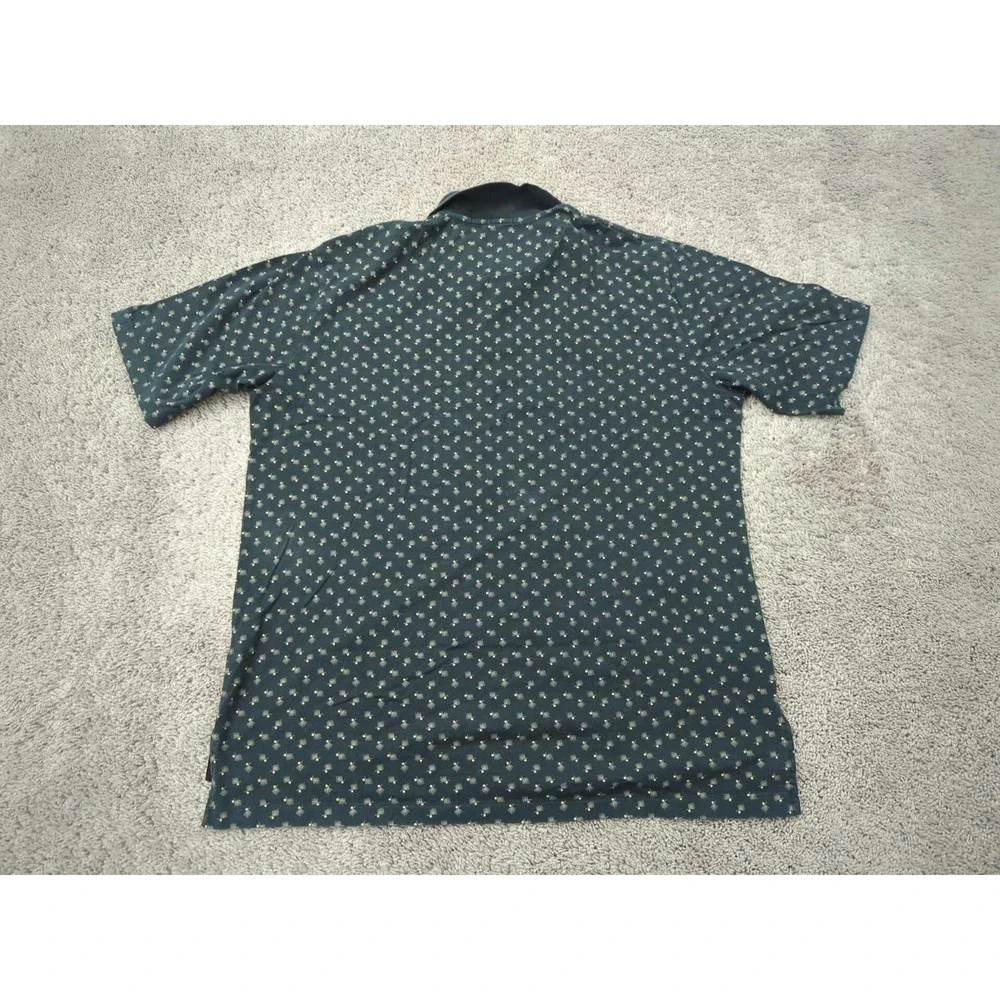 Ralph Lauren Polo Golf Polo Shirt Mens XL Black Leaf Allover Short Sleeve Cotton